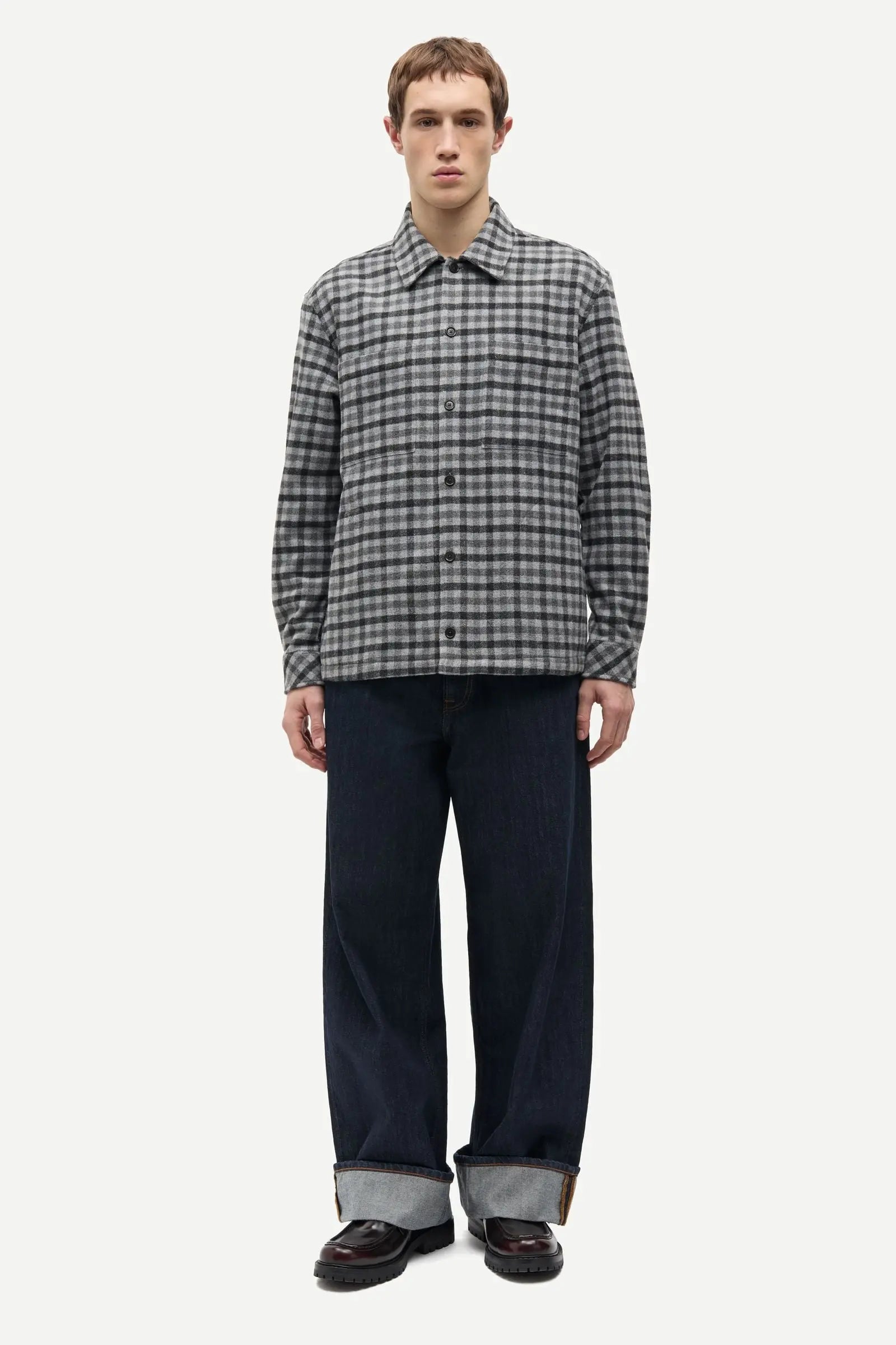 SAMSOE SAMSOE SACASTOR X O OVERSHIRT 14089 Grey Melange Check