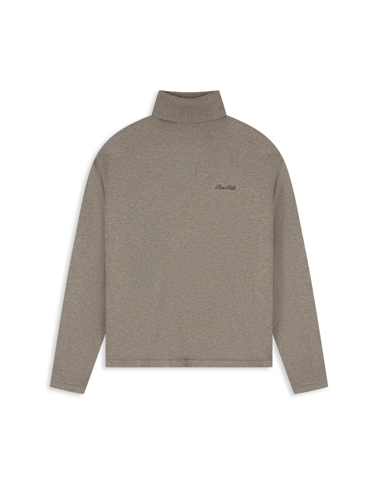 PURE PATH FLAT KNIT TURTLENECK SWEATER | Taupe Melange