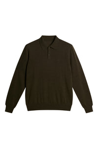 J.LINDEBERG KAI KNITTED MERINO POLO | FOREST GREEN MELANGE