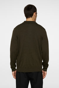 J.LINDEBERG KAI KNITTED MERINO POLO | FOREST GREEN MELANGE