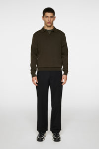 J.LINDEBERG KAI KNITTED MERINO POLO | FOREST GREEN MELANGE
