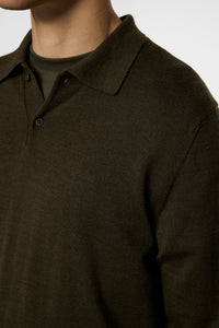 J.LINDEBERG KAI KNITTED MERINO POLO | FOREST GREEN MELANGE