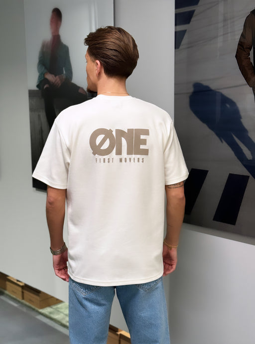 ØNE T-SHIRT OFF WHITE - PUFF LOGO FRONT/BACK