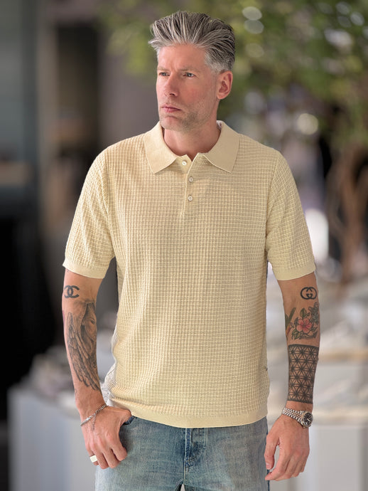 LAW OF THE SEA YOHEI STRUCTURE KNITTED POLO Vanilla
