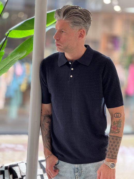 LAW OF THE SEA YOHEI STRUCTURE KNITTED POLO Sky Captain