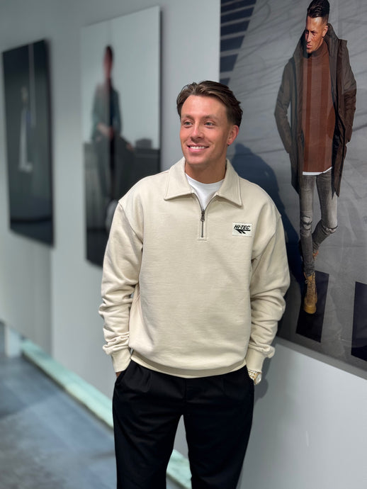 HTS74 ARS HALF ZIP SWEATER   Sand