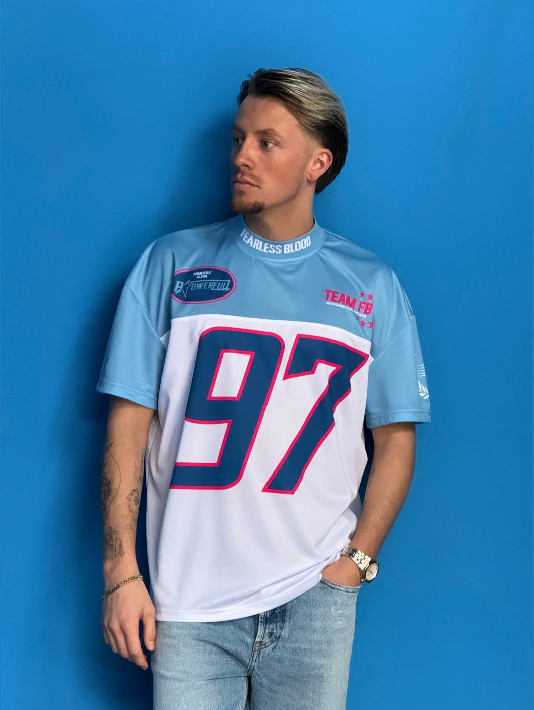 FEARLESS BLOOD RACING TEE Pool Blue
