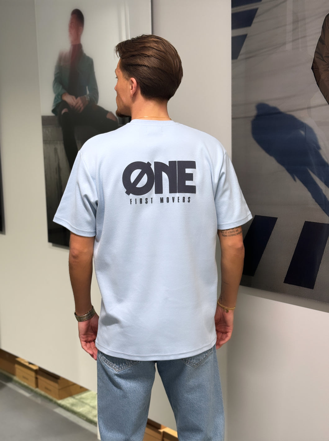 ØNE T-SHIRT BABY BLUE - PUFF LOGO FRONT/BACK