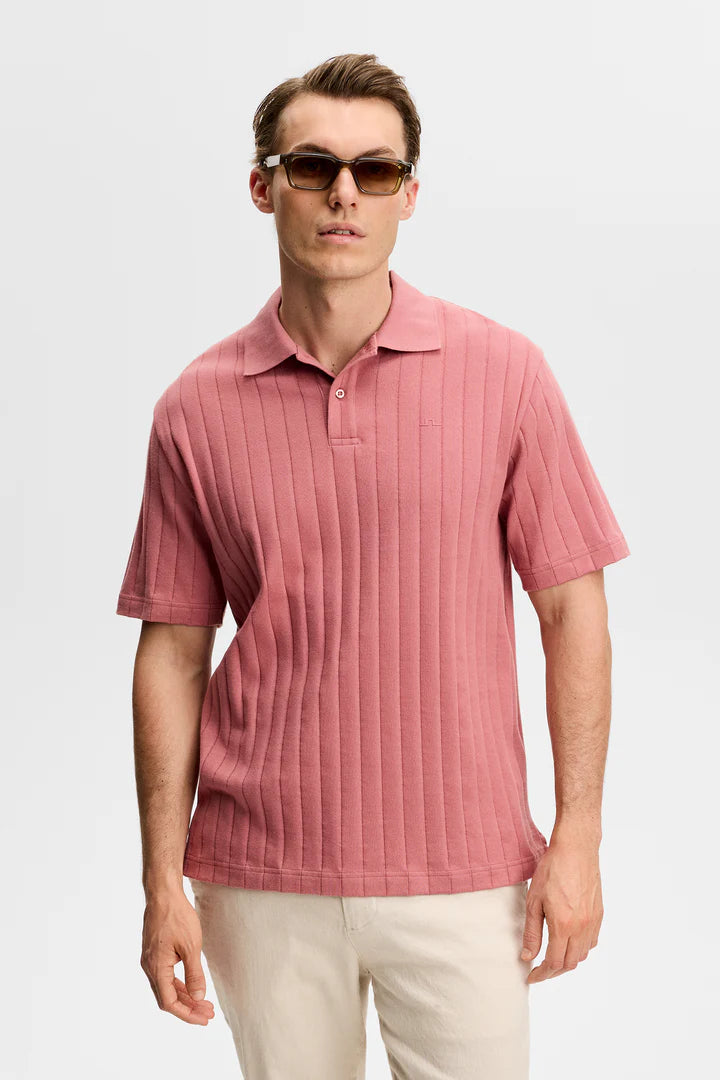 J.LINDEBERG Simon Stripe Polo Whitered Rose