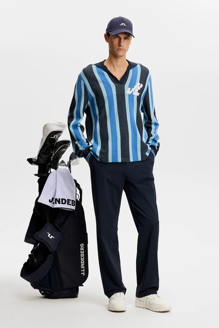 J.LINDEBERG Silas Stripe Polo Knit JL Navy