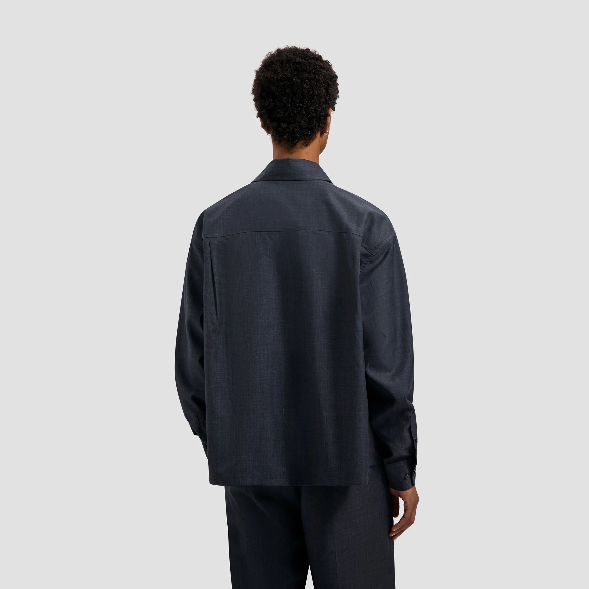 OLAF WOOL BLEND BOXY LS SHIRT - CHARCOAL
