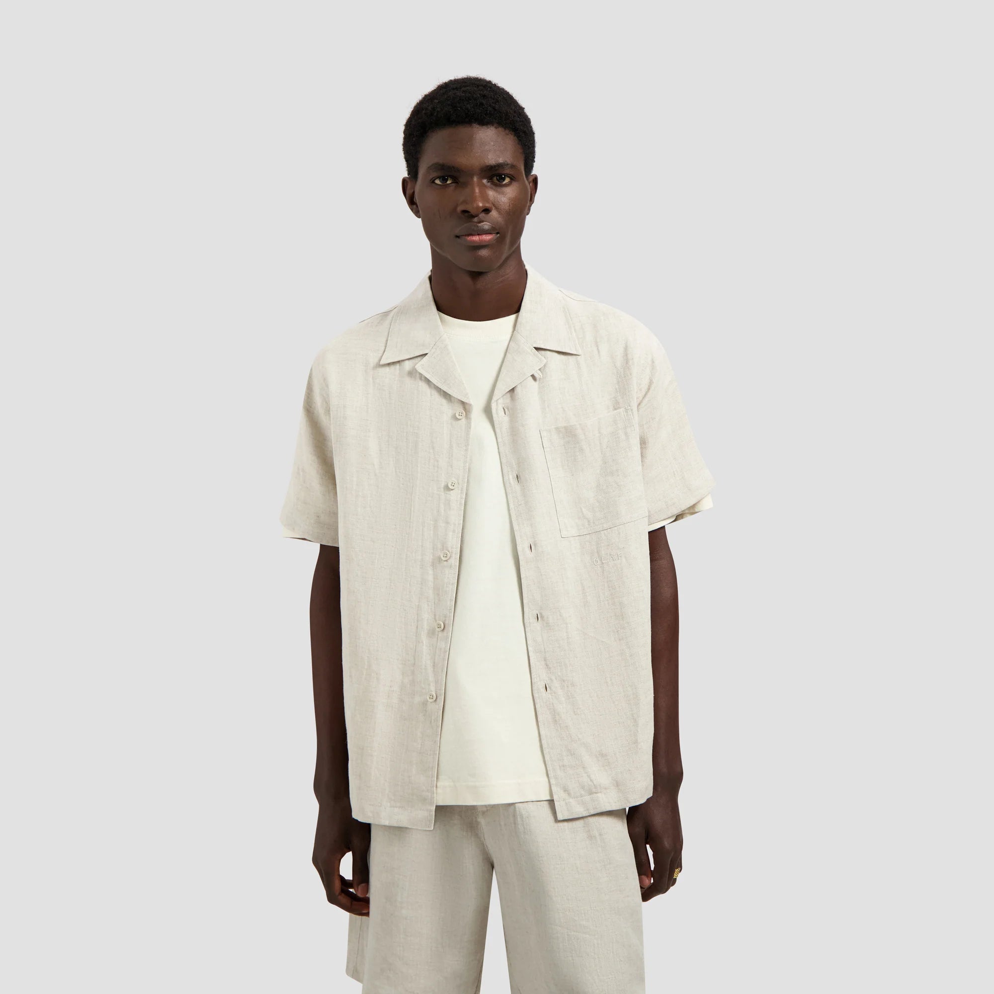 OLAF LINEN BLEND SS SHIRT - OFF WHITE