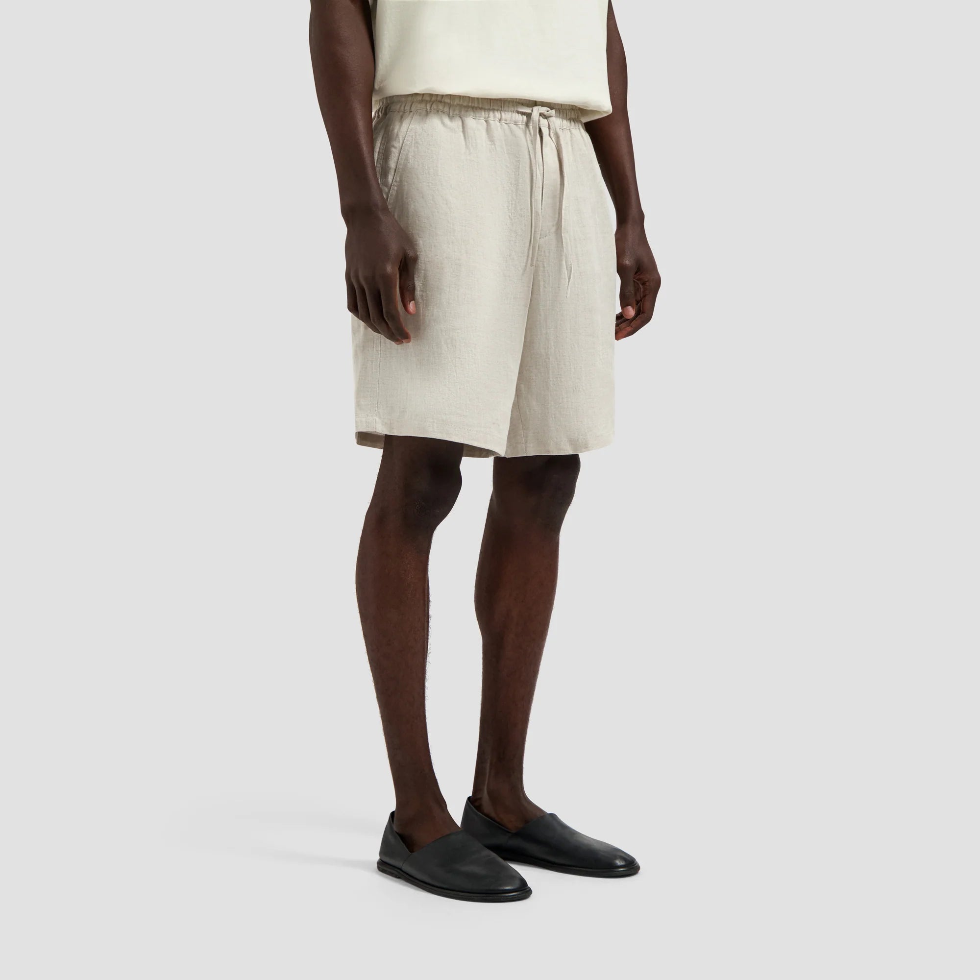 OLAF LINEN BLEND SHORT - OFF WHITE