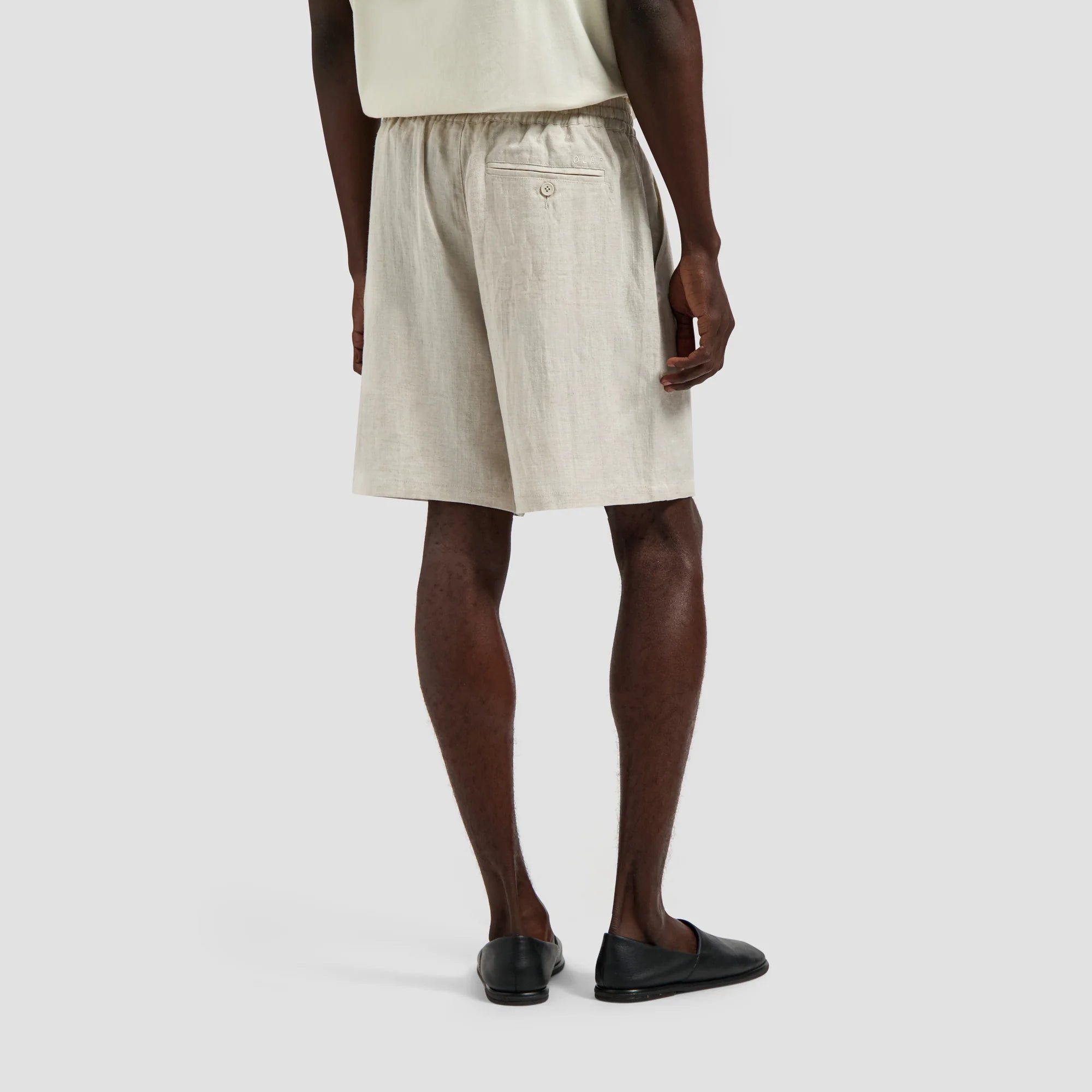OLAF LINEN BLEND SHORT - OFF WHITE