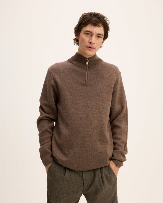 GOOD PEOPLE Kamark Zipper Knit Mid Brown