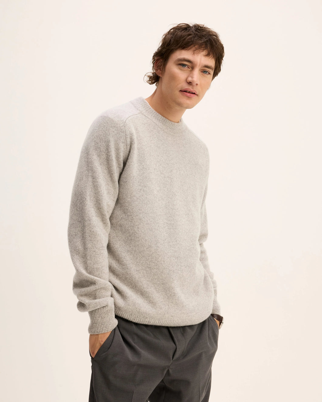 GOOD PEOPLE Kiosk Round Neck Knitwear Grey Melange