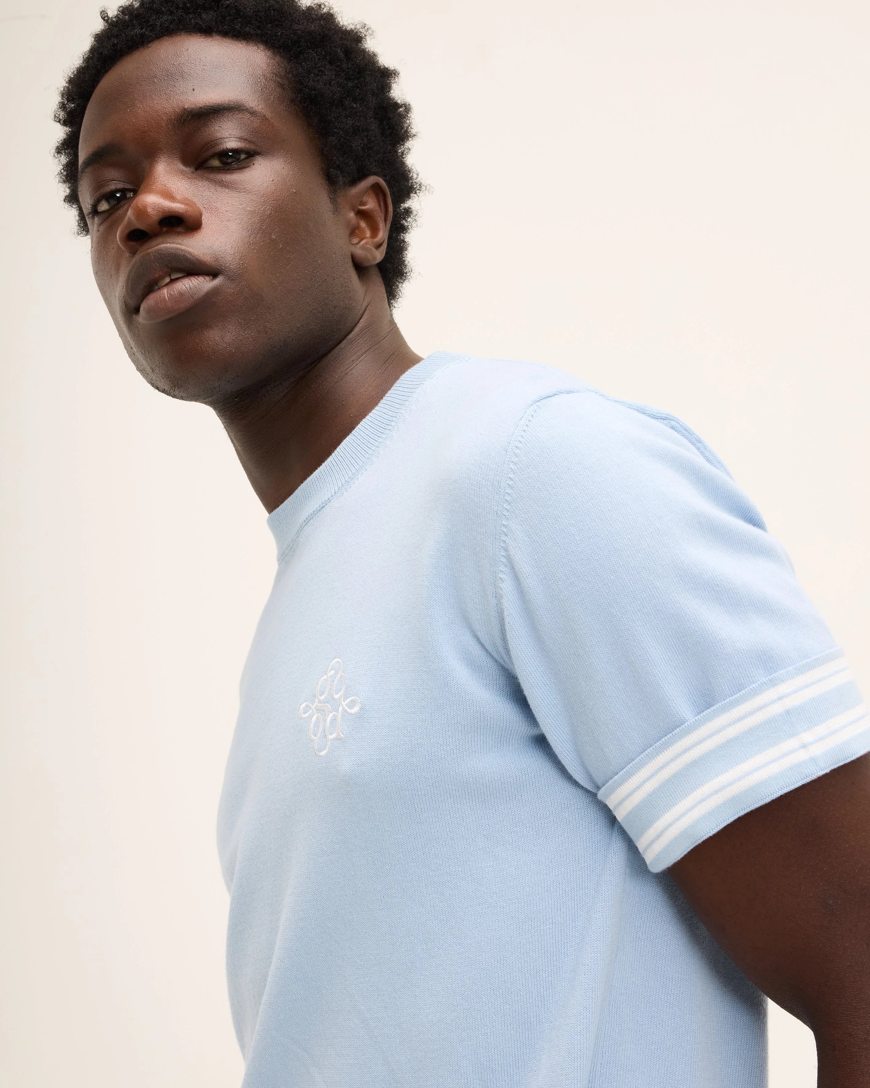 GOOD PEOPLE Koos Knitted Tee Light Blue