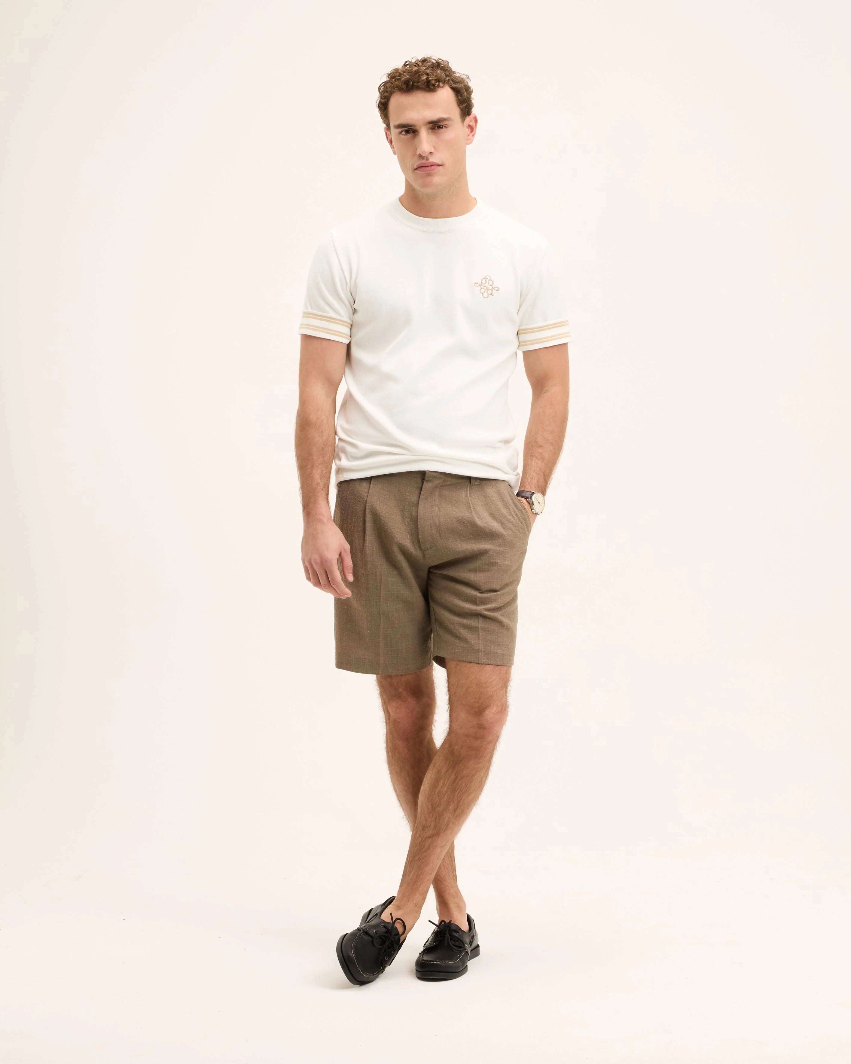 GOOD PEOPLE Koos Knitted Tee Off White
