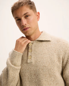 GOOD PEOPLE Kpolo button knit Beige Melange