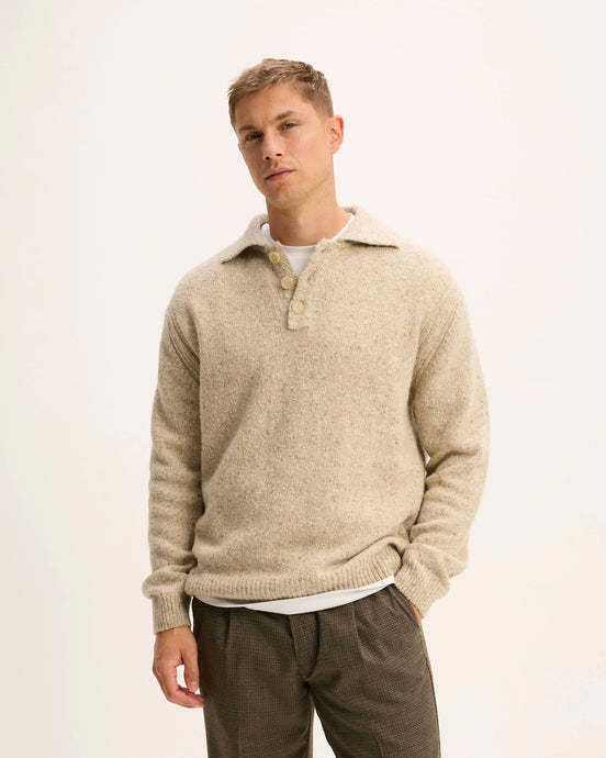 GOOD PEOPLE Kpolo button knit Beige Melange