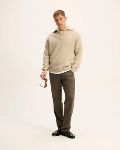 GOOD PEOPLE Kpolo button knit Beige Melange