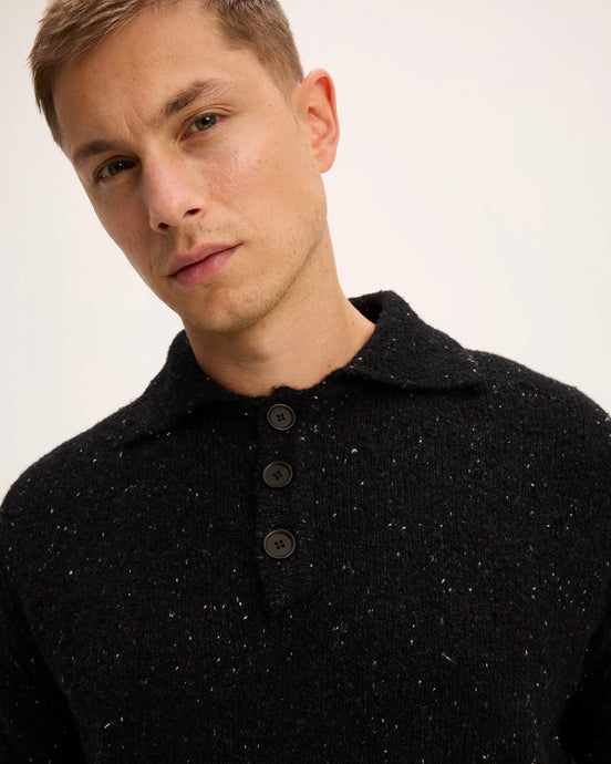 GOOD PEOPLE Kpolo button knit Black Melange