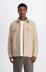 LAW OF THE SEA OPTICA BRUSHED HERRINGBONE SHIRT Sand