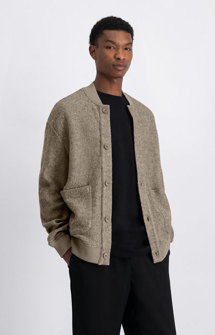 AW OF THE SEA KATA KNITTED BOMBER JACKET Aluminium