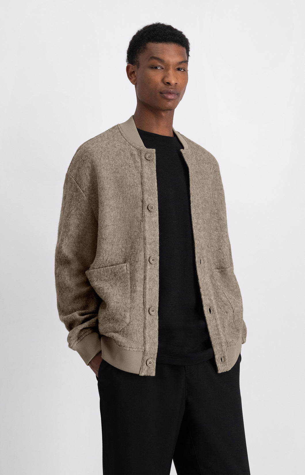 AW OF THE SEA KATA KNITTED BOMBER JACKET Aluminium