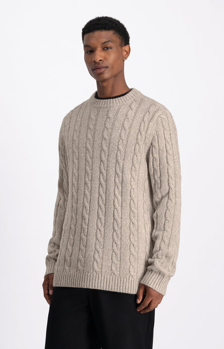 LAW OF THE SEA KIARA CABLE KNIT CREWNECK Aluminium