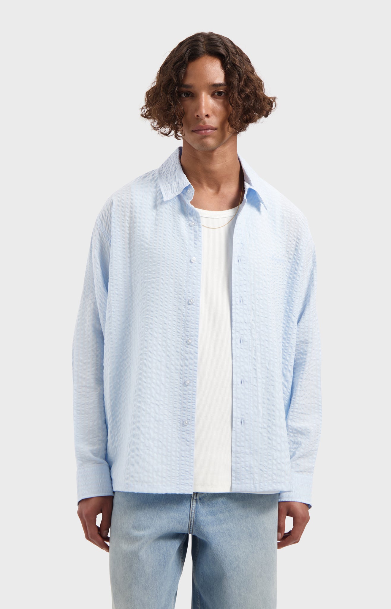 LAW OF THE SEA FLEUR STRIPED SEERSUCKER SHIRT Nantucket Breeze