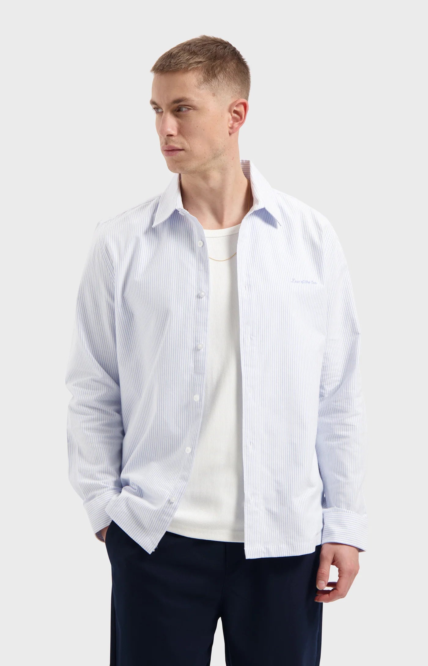 LAW OF THE SEA ARTISAN OXFORD STRIPE SHIRT Light Blue