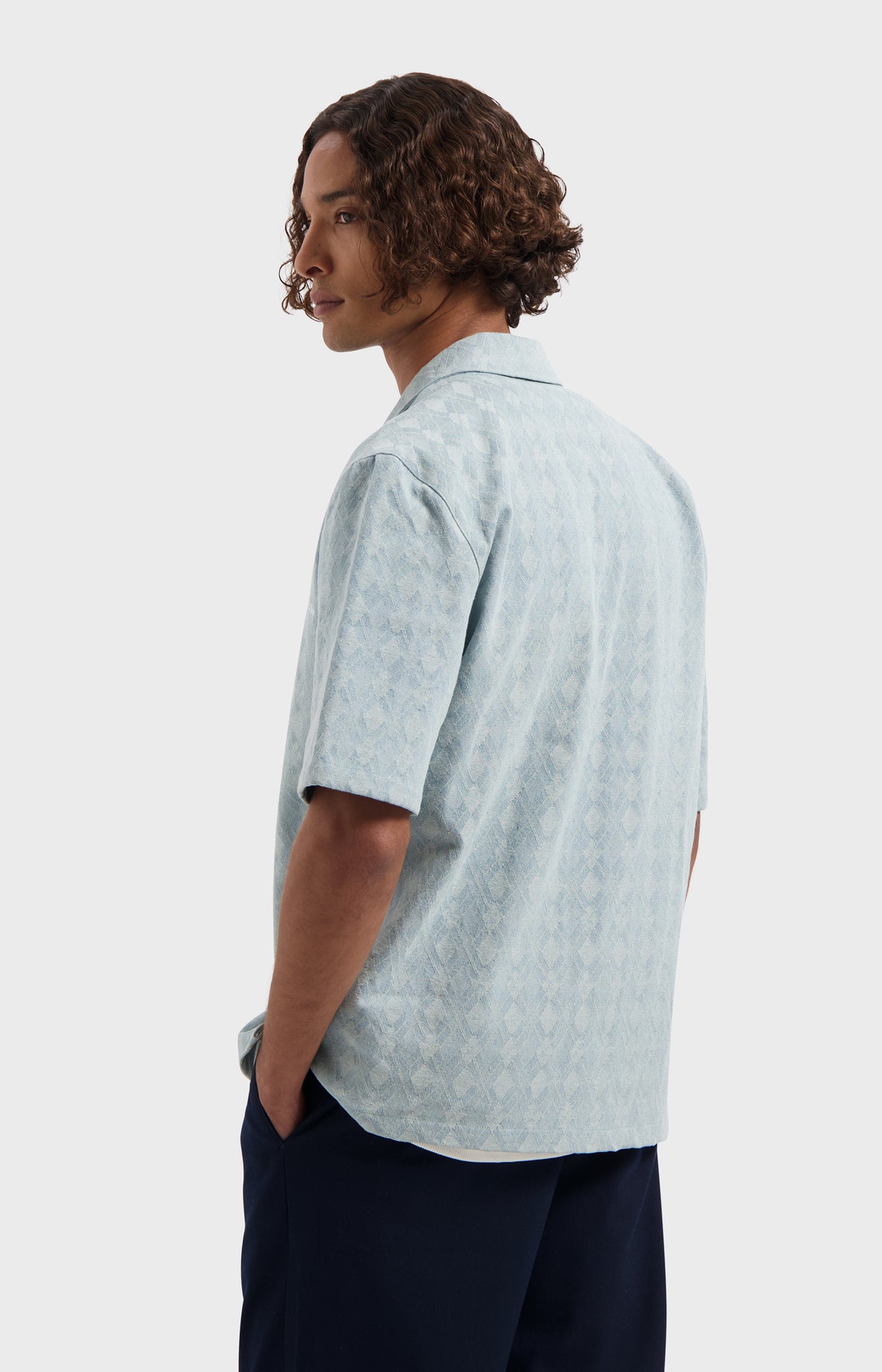 LAW OF THE SEA SALTERN BLEACHED DENIM JACQUARD SHIRT Light Denim Blue