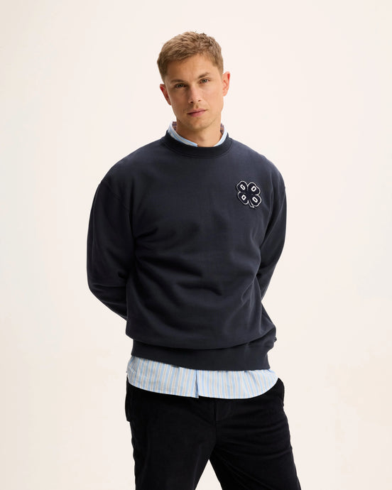GOODPEOPLE Logan Clover Patch Sweater Navy