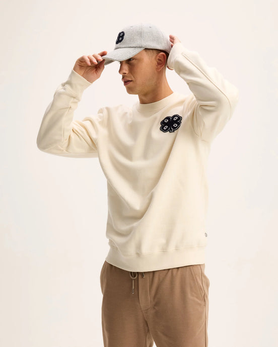 GOODPEOPLE Logan Clover Patch Sweater Off White