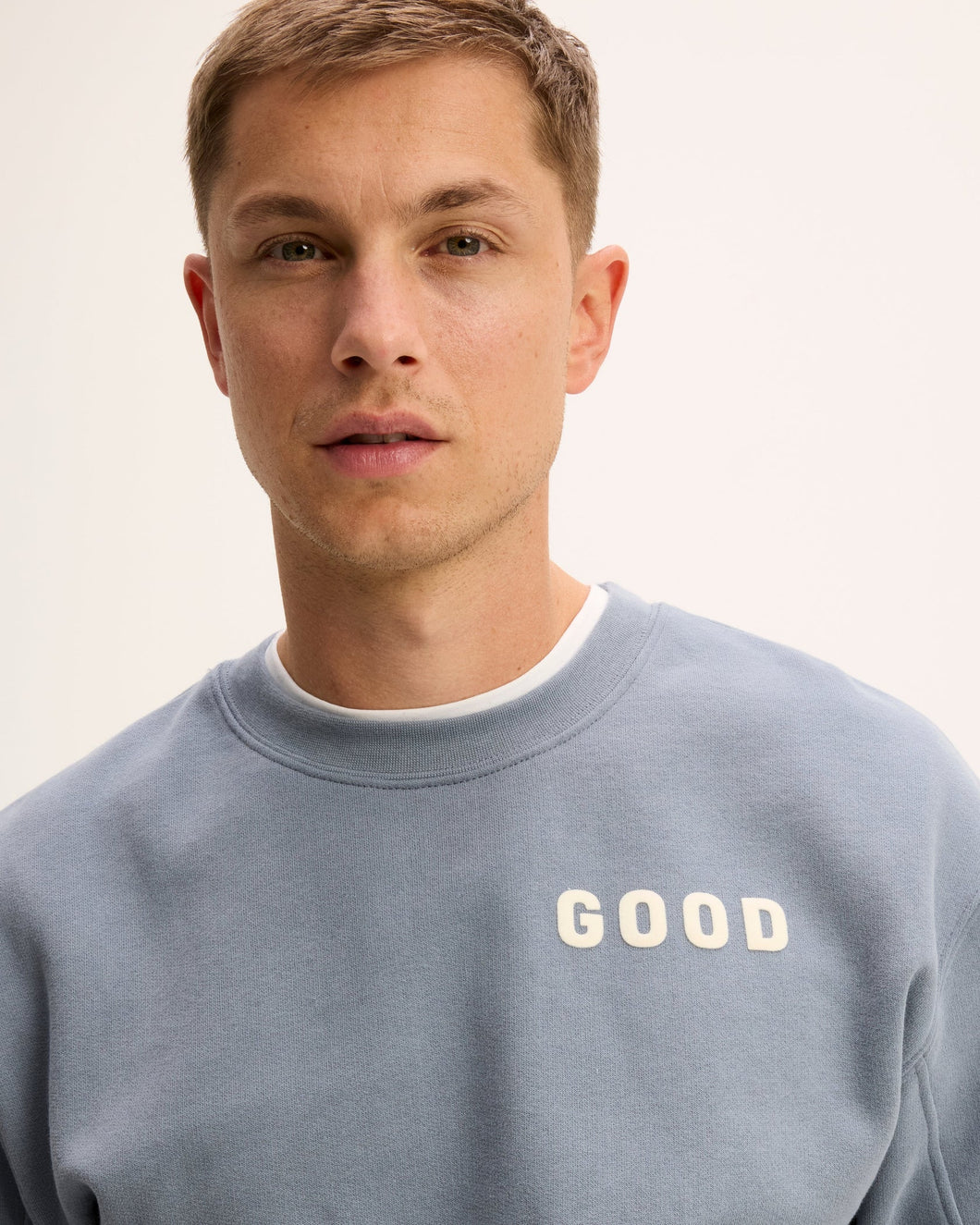 GOOD PEOPLE Lteddy Artwork Sweater Mid Blue