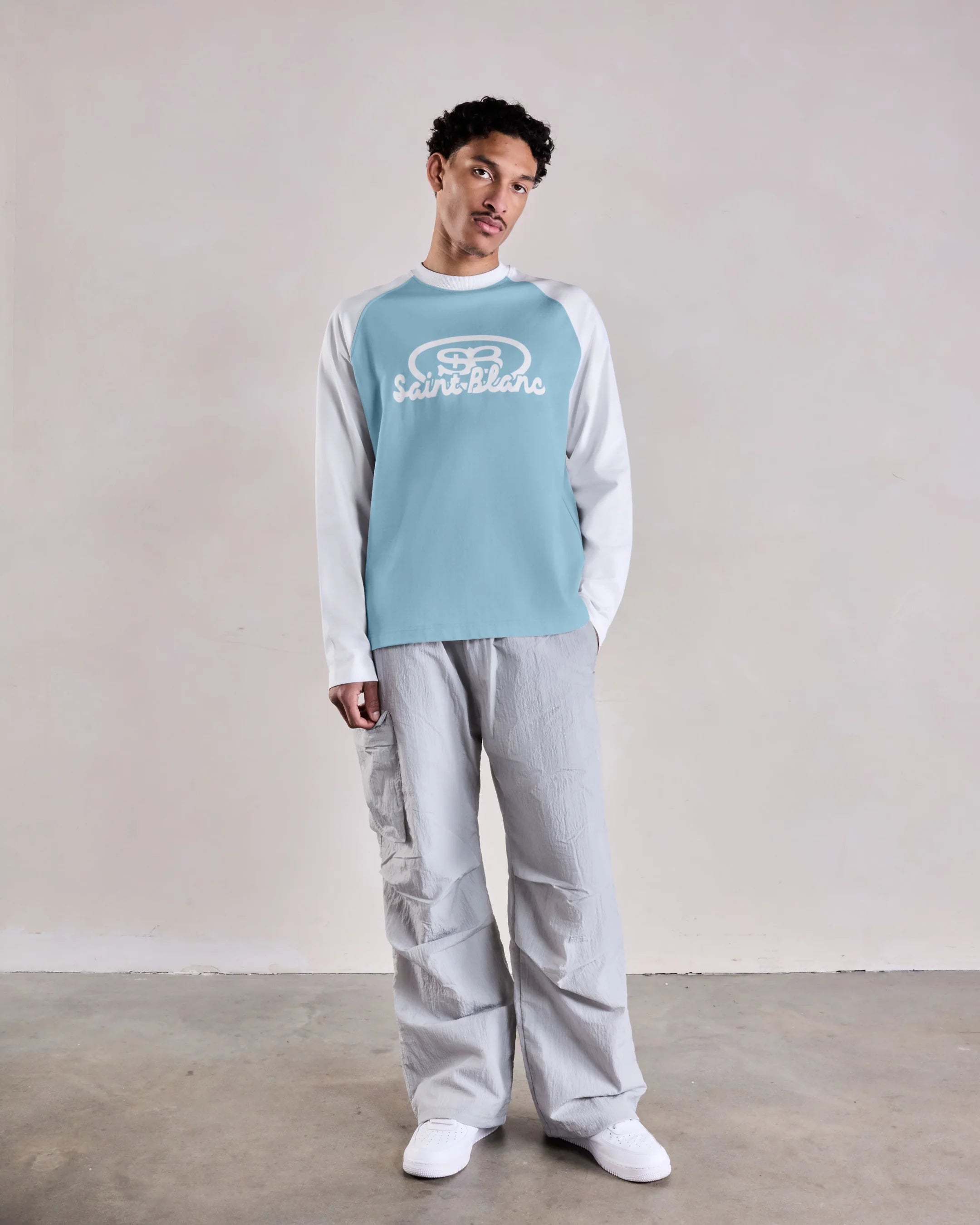 SAINT BLANC BLEND LOGO RAGLAN LONGSHIRT Blue