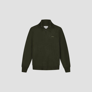 ØLÅF Signature Knitted Zip Mock Olive Night