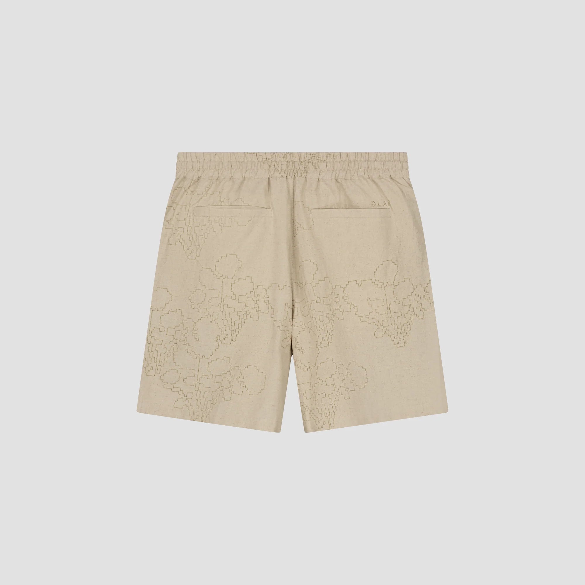 OLAF EMBROIDERED FLOWER SHORTS - CEMENT