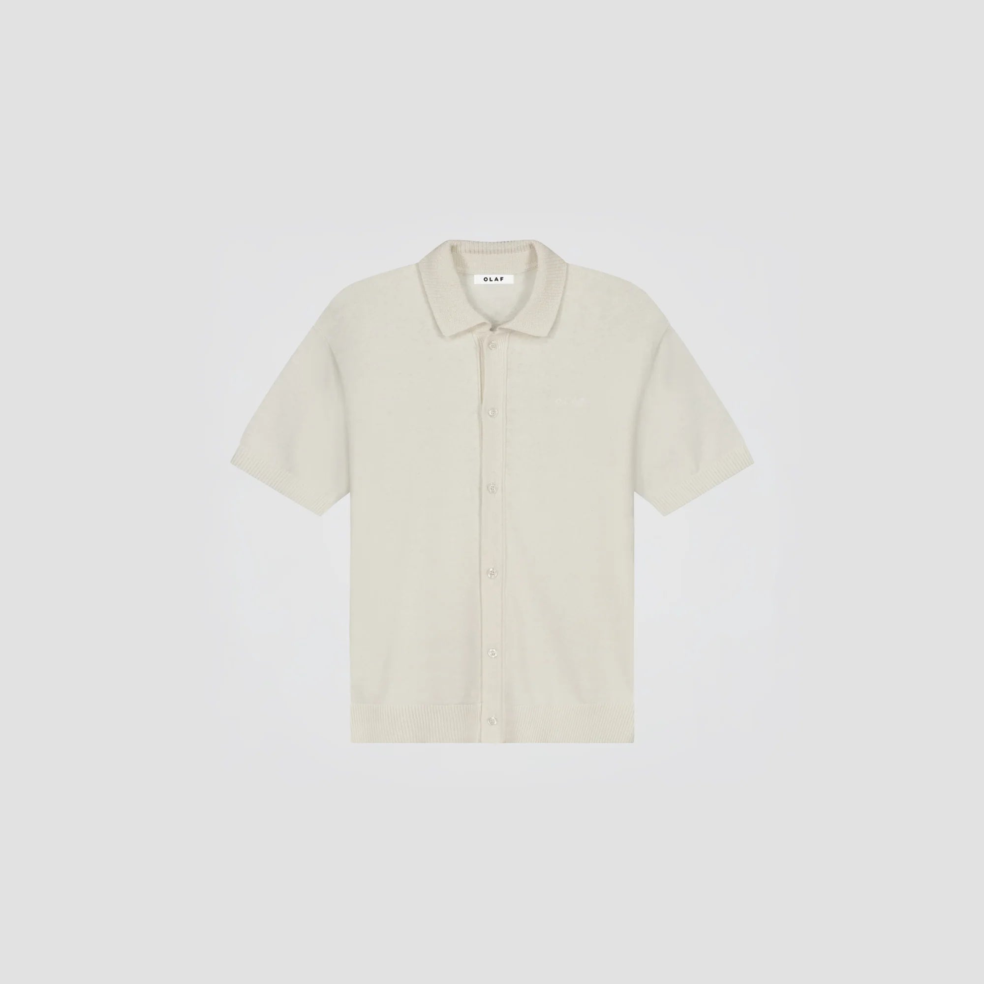 OLAF LINEN KNITTED SS POLO - OFF-WHITE