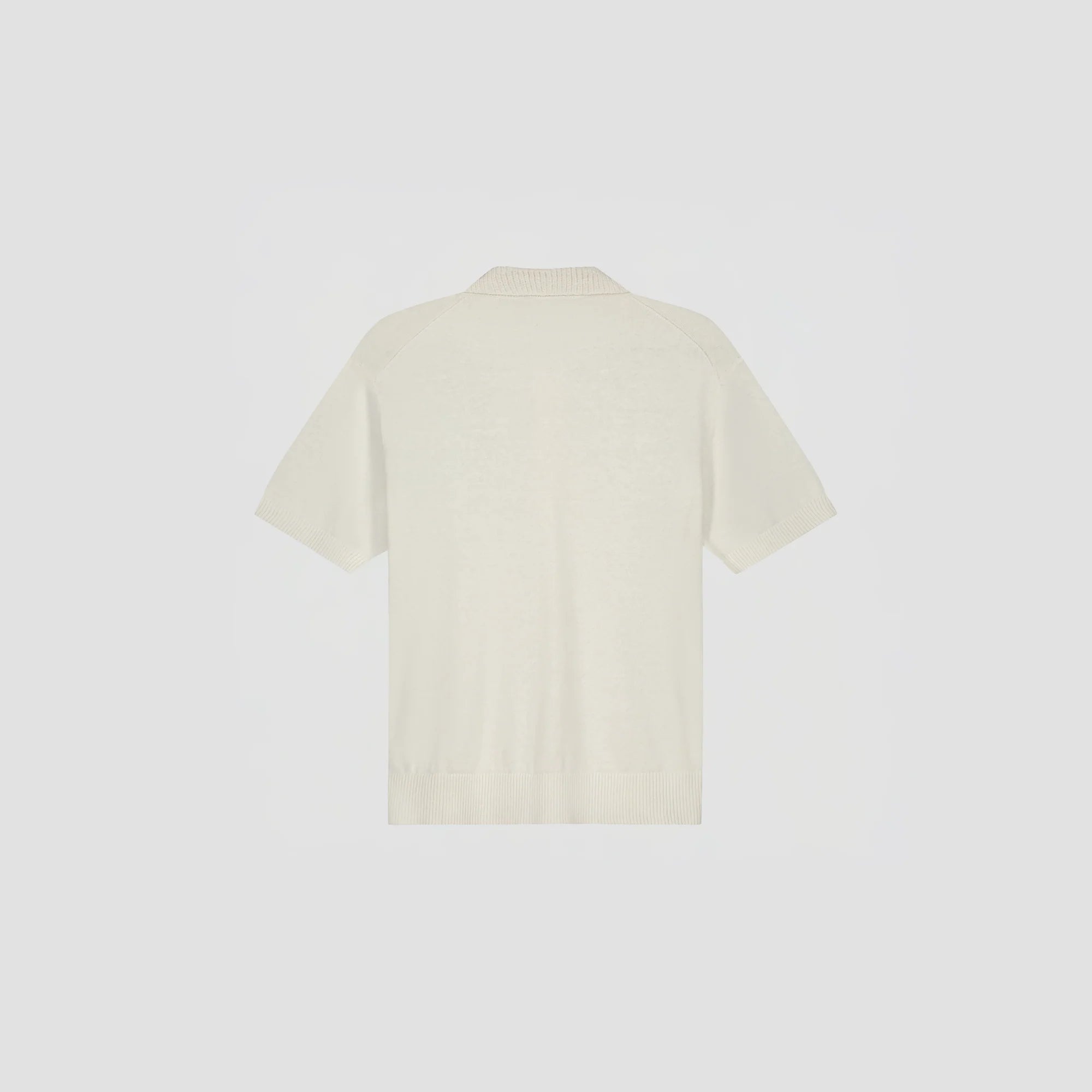 OLAF LINEN KNITTED SS POLO - OFF-WHITE