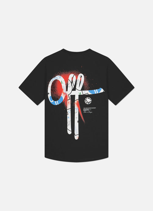 OFF THE PITCH ORNAMENT SLIM FIT TEE Black