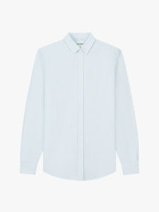 VAN HARPER Organic Cotton Button-down Oxford Shirt - Light Blue Stripes