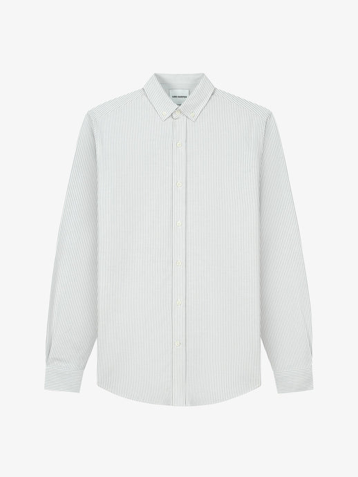 VAN HARPER Organic Cotton Button-down Oxford Shirt - Light Grey Stripes