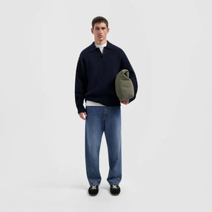 ØLÅF Knitted Oversized Polo Navy