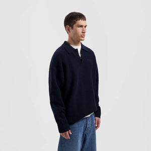 ØLÅF Knitted Oversized Polo Navy