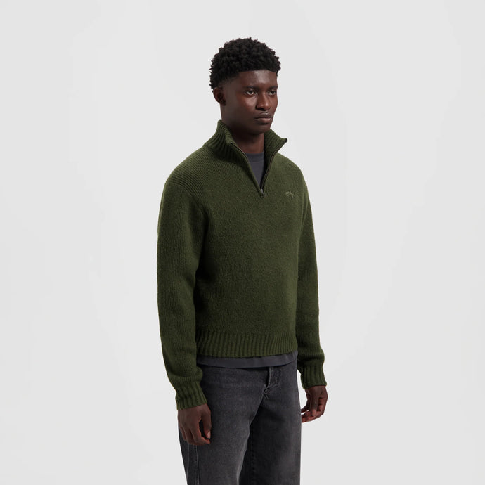 ØLÅF Signature Knitted Zip Mock Olive Night