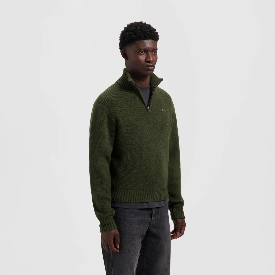ØLÅF Signature Knitted Zip Mock Olive Night