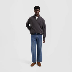 ØLÅF Fine Signature Zip Mock Charcoal