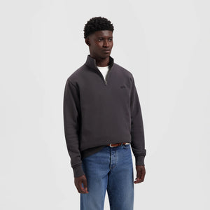 ØLÅF Fine Signature Zip Mock Charcoal